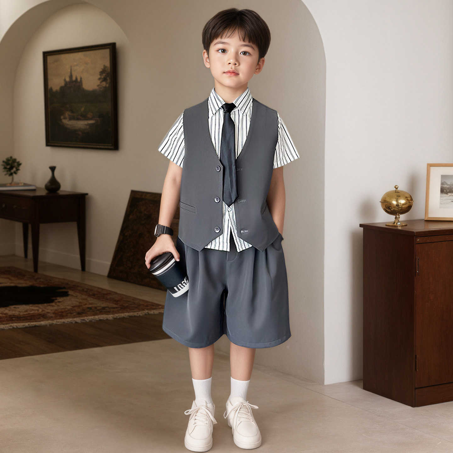 男童高级感礼服夏季西装套装儿童小主持人男孩休闲西服花童演出服