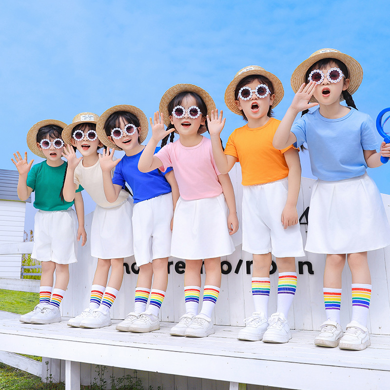 儿童夏季糖果色纯棉T恤套装