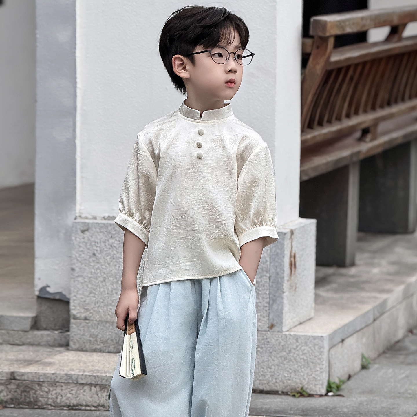 男童新中式唐装夏季套装中秋衣服
