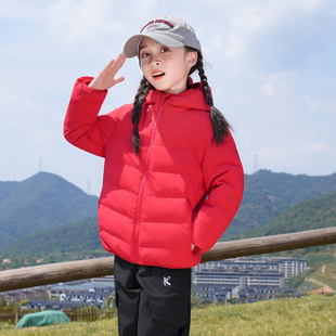 女童羽绒服2025冬季新款儿童红色短款白鸭绒上衣中大童保暖上衣潮