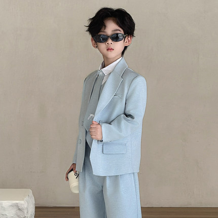 男童礼服儿童休闲西装套装2026新款双排扣男孩生日演出帅气小西服