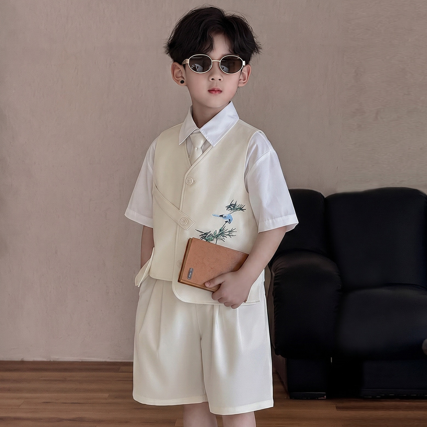 男童新中式西服套装主持演出服