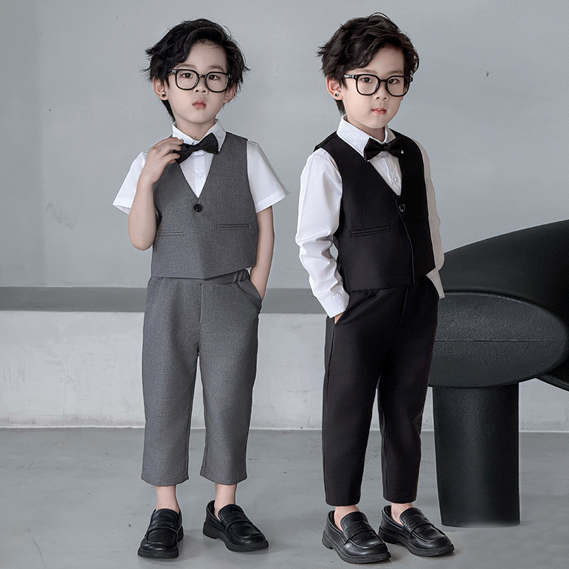 男童2025新款主持人马甲套装
