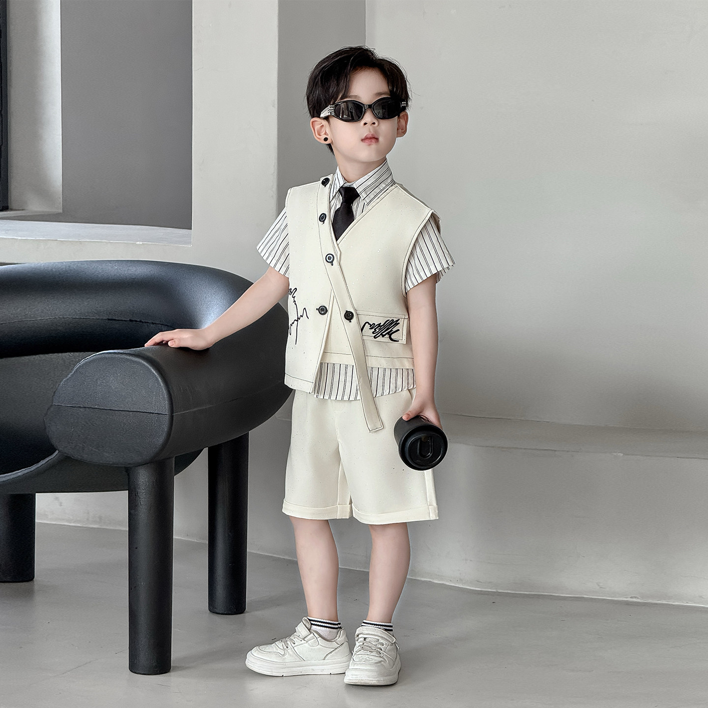 男童西装套装高端主持人儿童礼服夏季中秋节儿童生日钢琴演出服装