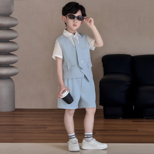 男童夏季短袖马甲西装套装