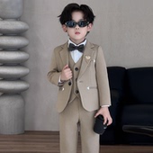 男童礼服春秋2025新款 花童生日小主持人西服英伦风男孩钢琴演出服