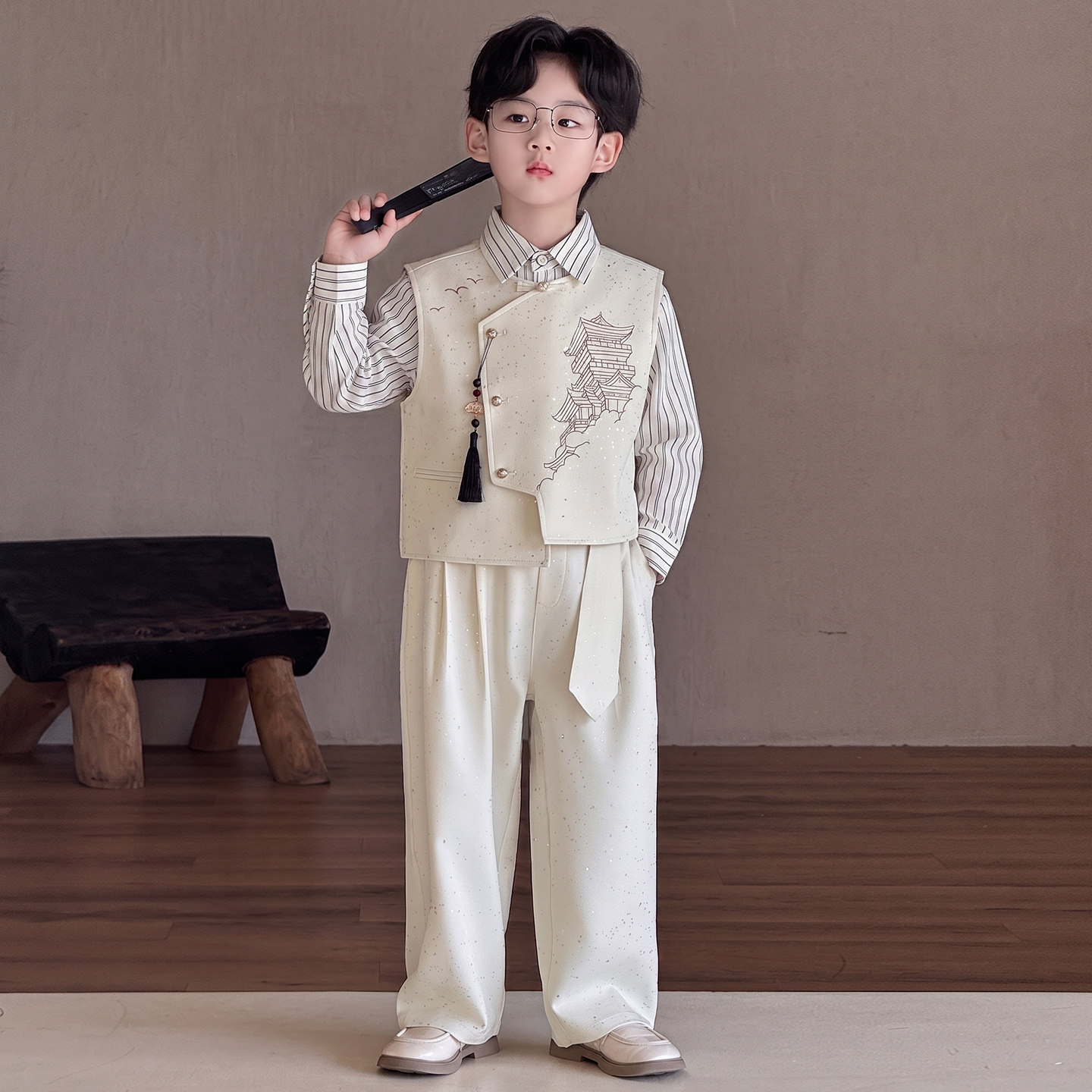儿童新中式朗诵演出服套装