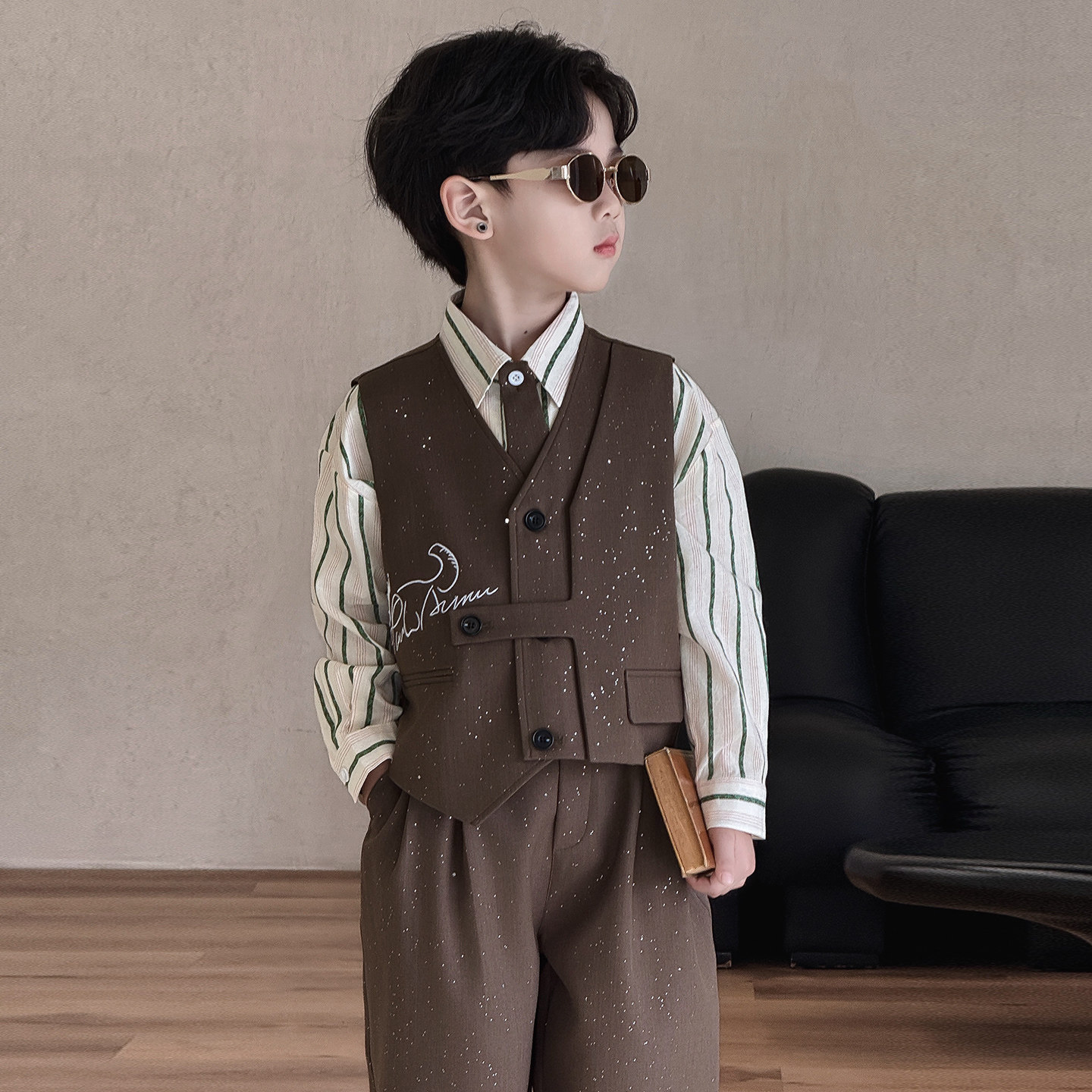 男童春夏季新款新中式亮点国风刺绣西装高级感套装男孩花童演出服