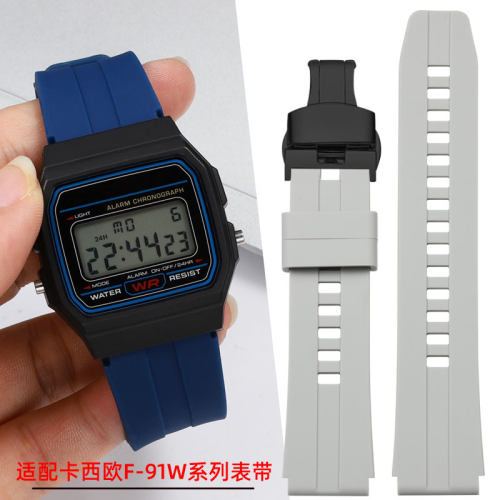 适配卡西欧F-91w学生硅胶手表带