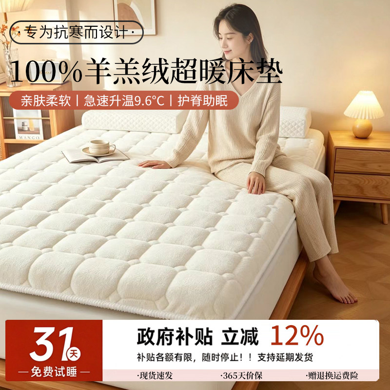 毛绒床垫180x200cm床垫软垫冬季加绒加厚褥子宿舍单人铺垫出租房