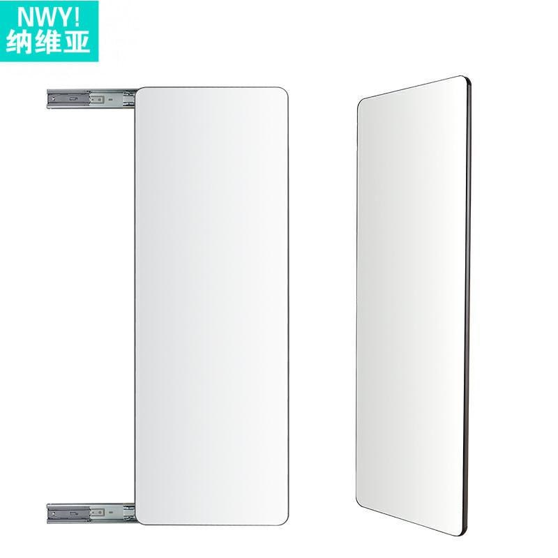 9W衣柜轨道推拉镜旋转镜穿衣镜全身镜衣帽间隐藏T伸缩镜折叠试衣