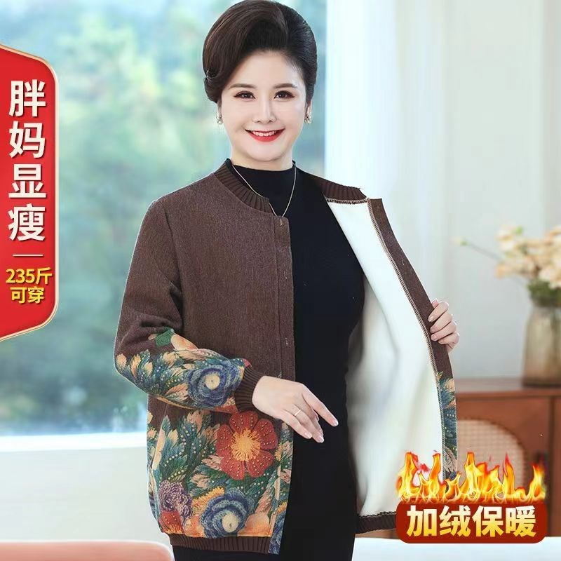 200斤胖妈妈冬装加绒外s套特加肥加大码中老年人女装棉服宽松洋气