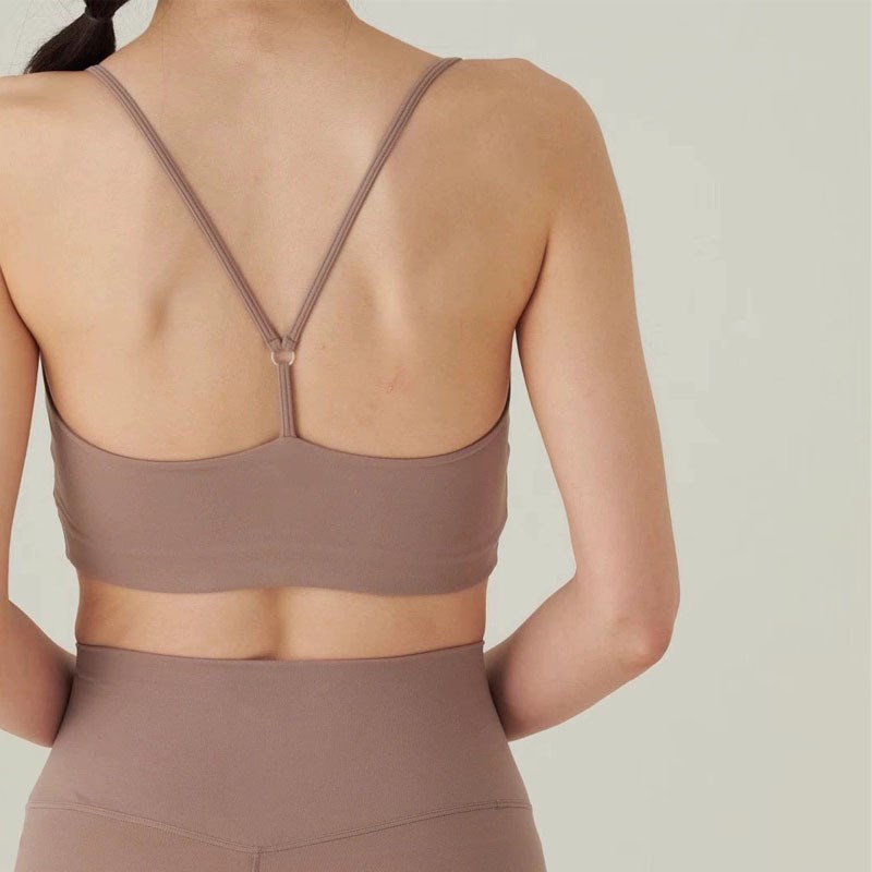 运动上衣瑜伽服背心美背内衣含胸垫裸感高弹M速干裹胸健身吊带bra