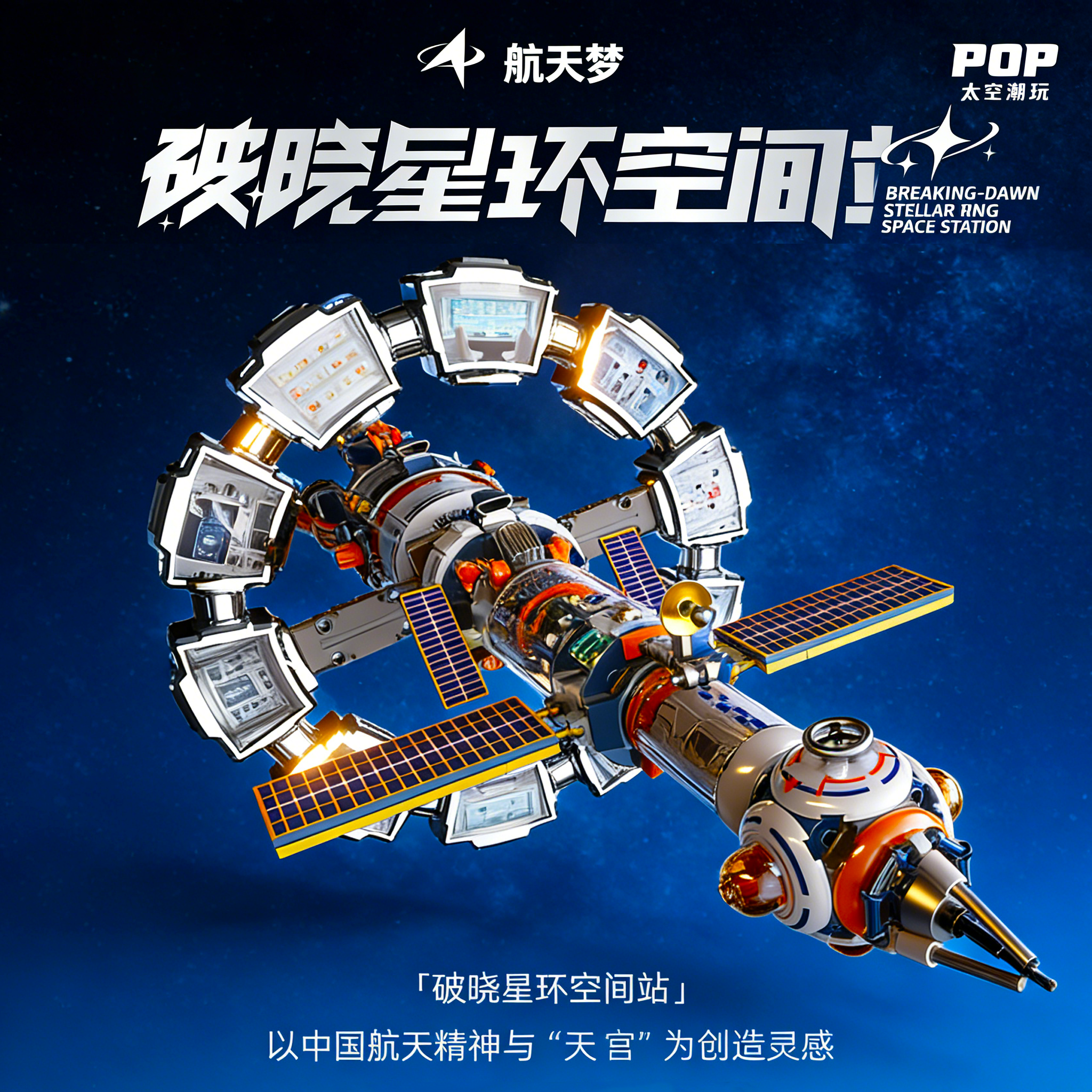 破晓星环空间站拼装积木生日礼物