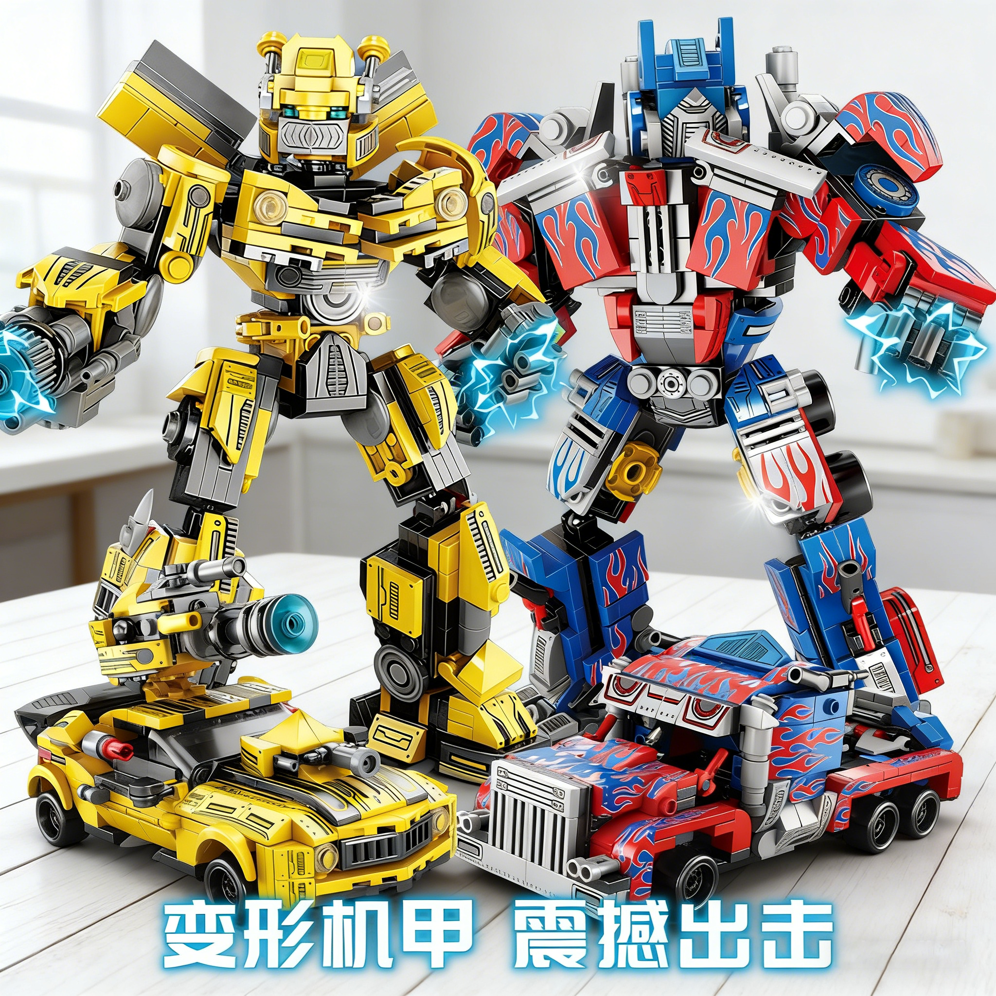 变形汽车机甲拼装模型积木拼图6到12岁儿童益智玩具男孩8生日礼物,玩具/童车/益智/积木/模型,普通塑料积木,淘宝优惠券,粉丝福利购,淘宝优惠卷