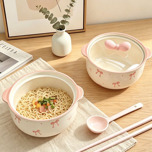 泡面神器泡面碗陶瓷碗盘家用新款碗拉面碗可爱餐具一人食漂亮餐具