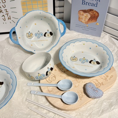 新款家用碗陶瓷餐盘一人食餐具漂亮汤面碗高颜值餐具漂亮餐具套装