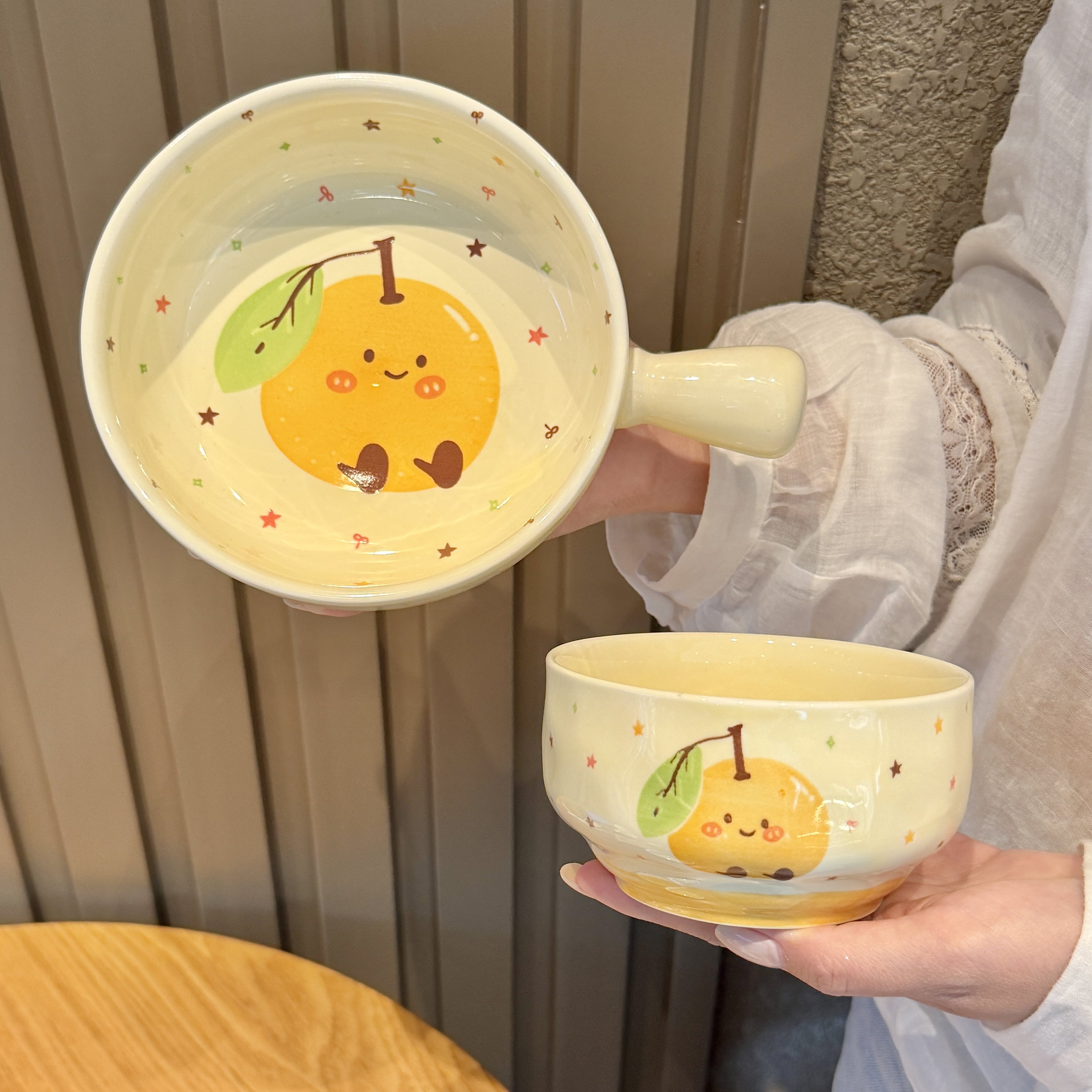 汤碗甜品碗水果碗手柄碗可爱陶瓷碗盘高颜值餐具面碗家用2026新款