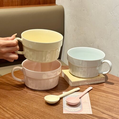 碗宿舍用学生面碗手柄碗陶瓷泡面碗特别漂亮的碗高颜值一人食餐具