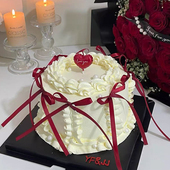 2026情人节快乐爱心love蜡烛蛋糕装 饰唯美丝带蝴蝶结烘焙装 扮插件