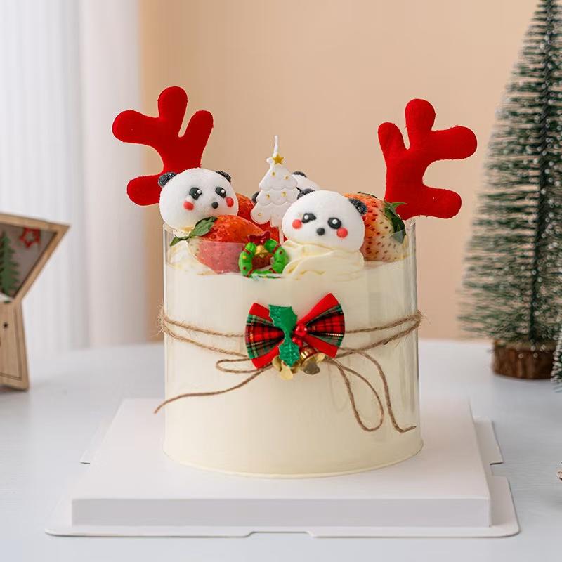 网红平安夜蛋糕装饰蜡烛鹿角创