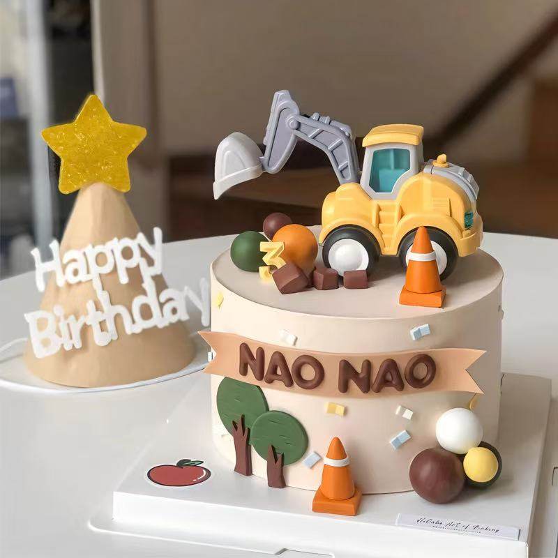 儿童男孩生日蛋糕装饰工程车摆件挖掘机推土机钻地机烘焙装扮配件,节庆用品/礼品,蛋糕/烘焙装饰用品,淘宝优惠券,粉丝福利购,淘宝优惠卷