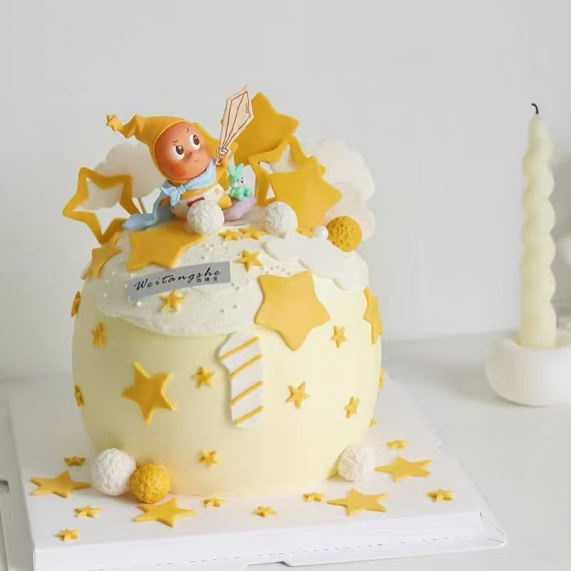 网红新款卡通公仔许愿星星人小王子蛋糕装饰摆件儿童生日烘焙插件