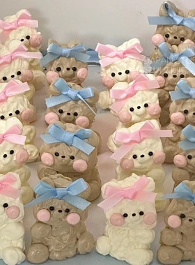 韩系insDIY丝带蝴蝶结蛋糕装饰奶油霜小动物皇冠帽子烘焙装扮插件