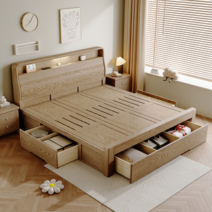 白蜡木实木床箱式床储物床全实木抽屉床2025新款广东佛山纯实木床