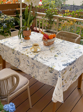 HARTING美式田园风长方形餐桌布防水轻奢氛围感户外茶几棉麻布艺