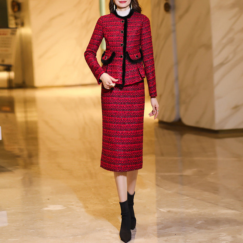 清仓新款酒红色时尚套装裙女秋冬季小香风外套半身裙气质两件套,女装/女士精品,时尚套装,淘宝优惠券,粉丝福利购,淘宝优惠卷
