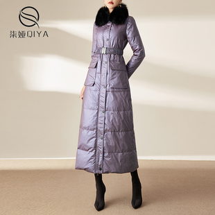 清仓新款 过膝到脚踝真狐狸毛领显瘦气质加厚保暖 羽绒服女冬中长款