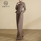 羊毛气质套装 子两件套 收腰毛呢阔腿裤 女秋冬2025年新款 减龄时尚