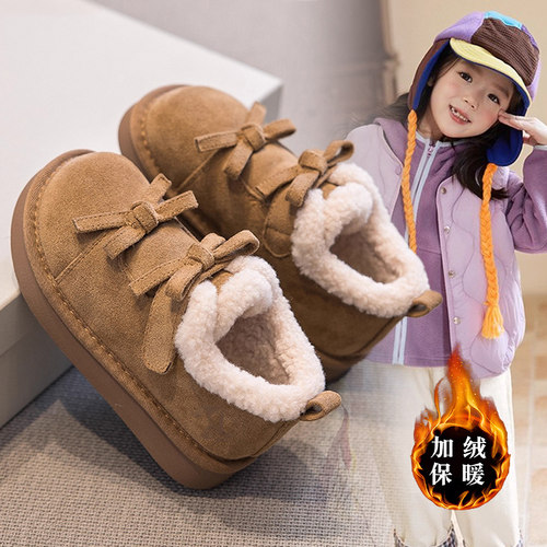 女童鞋子儿童二棉鞋2025新款冬季保暖雪地靴女宝加绒大棉勃肯冬鞋