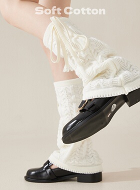 日系jk白色麻花长袜女 绑带堆堆袜套 春秋搭小皮鞋针织袜韩系显瘦