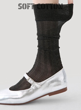 袜子女中筒卡丝网眼透气超薄黑色长筒袜子日系学院风堆堆袜配裙子