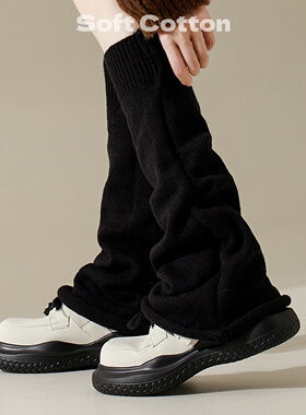 袜套堆堆袜春秋冬天女白色显瘦雪地靴针织百搭胖mm粗腿日系腿套