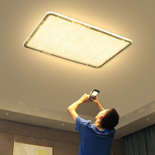 客厅灯现代简约轻奢led水晶吸顶灯长方形卧室大气家用灯具餐厅灯