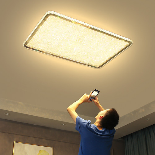 客厅灯现代简约轻奢led水晶吸顶灯长方形卧室大气家用灯具餐厅灯