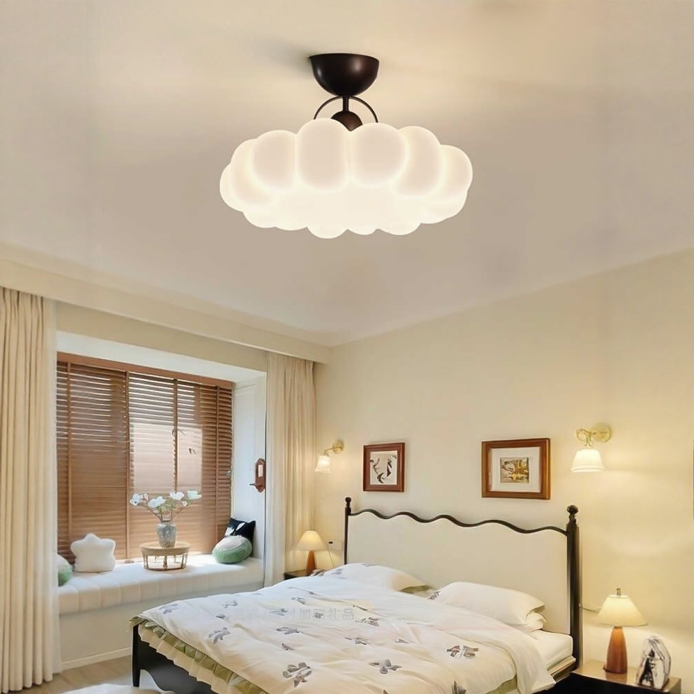 法式中古风卧室吸顶灯奶油风2025新款高级云朵主卧书房间灯具