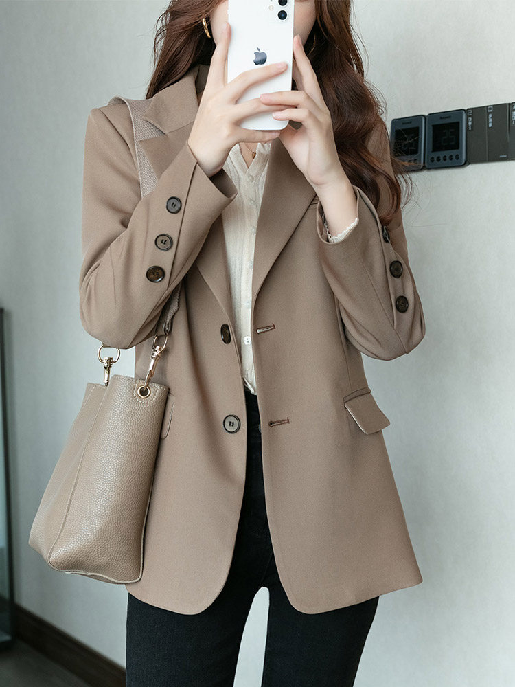 西装外套女士2023秋冬新款气质宽松大码小个子休闲中长款西服上衣