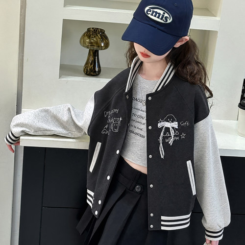 女童春秋棒球服外套2026新款