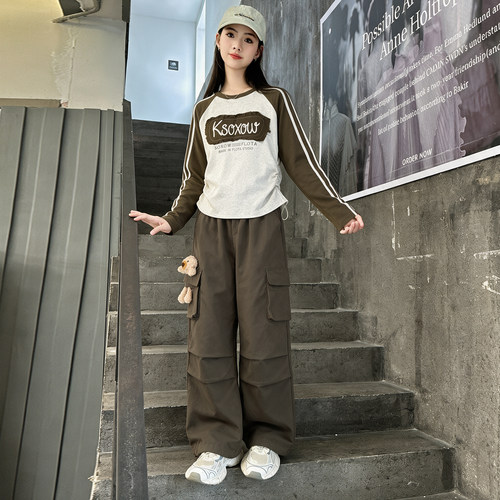 女大童春秋工装两件套2026新款