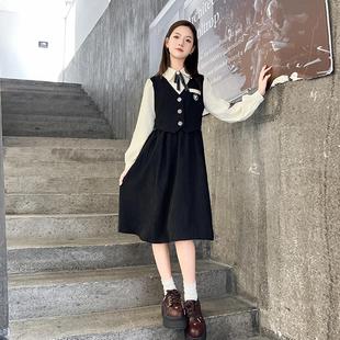 女大童连衣裙春秋款2025新款儿童洋气初中学生女童春季高级感裙子