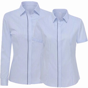 新款交通银行工作服女衬衣条纹高品质交行衬衫短袖夏2026行服大码