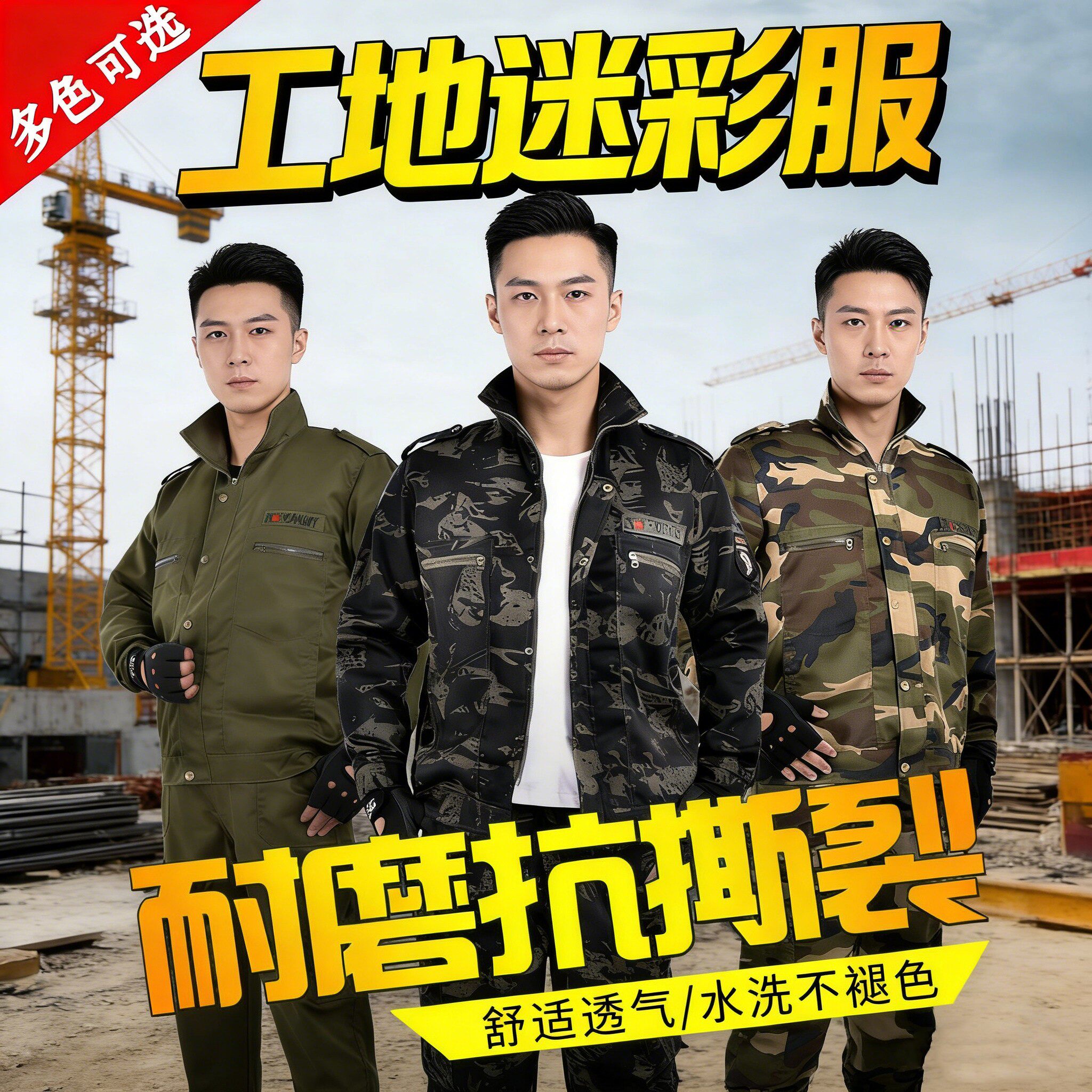 工地工作服迷彩服套耐磨工装制服新款干活穿劳保工衣户外制服长袖