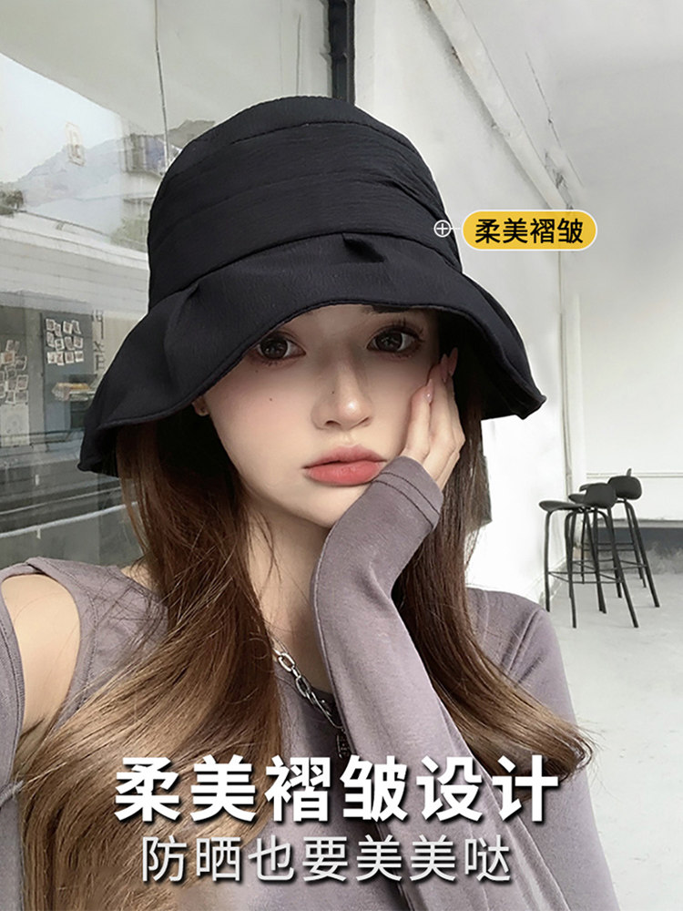 盆帽户外韩版女夏季短檐褶皱图片