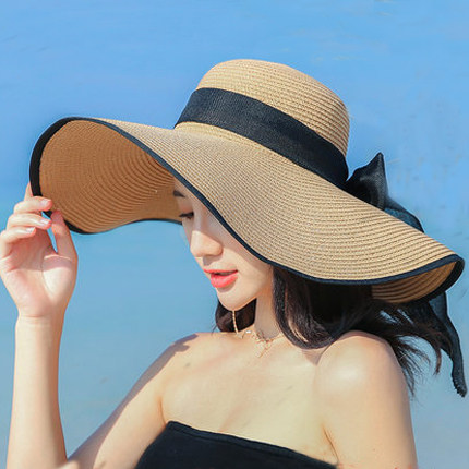 沙滩草帽子女夏天海边大帽檐防晒遮阳度假韩版百搭大檐凉帽太阳夏