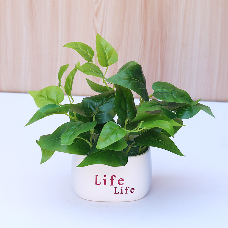仿真绿植假花摆件绿萝叶小盆栽办公桌面室客厅茶几植物摆设装饰品