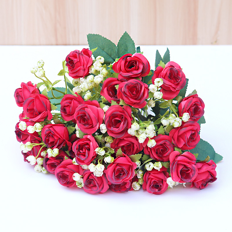 单支仿真玫瑰花新款塑料绢布花束